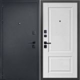 Двери металлические 2050х960х90 ДК БРЕСТ (левая) сталь1,2мм, 2замка, сереб.ант, МДФ 10мм. цвет белый