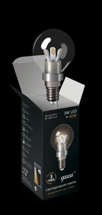 Лампа светодиодная Gauss LED Globe Crystal clear 3W E14 4100K 