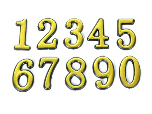 Цифра дверная пластик клеевая основа (золото) в ассортименте