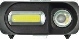 Фонарь налобный светодиодный аккумуляторный, 1HPLED+1COB, аккум 18650, пластик
