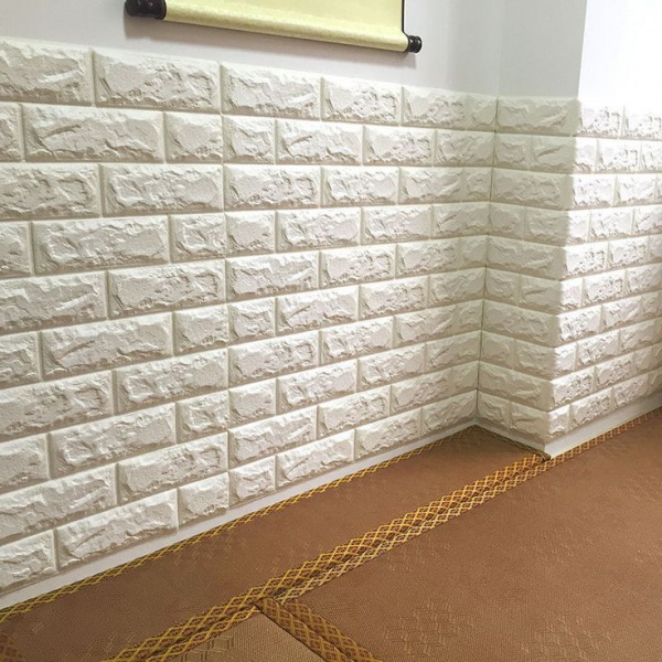 Панель 3D самоклеющаяся стеновая "Кирпич белый"  70*77 
