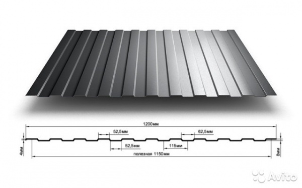 Профнастил оцинкованный С 8 А  0,4х1200х1800
