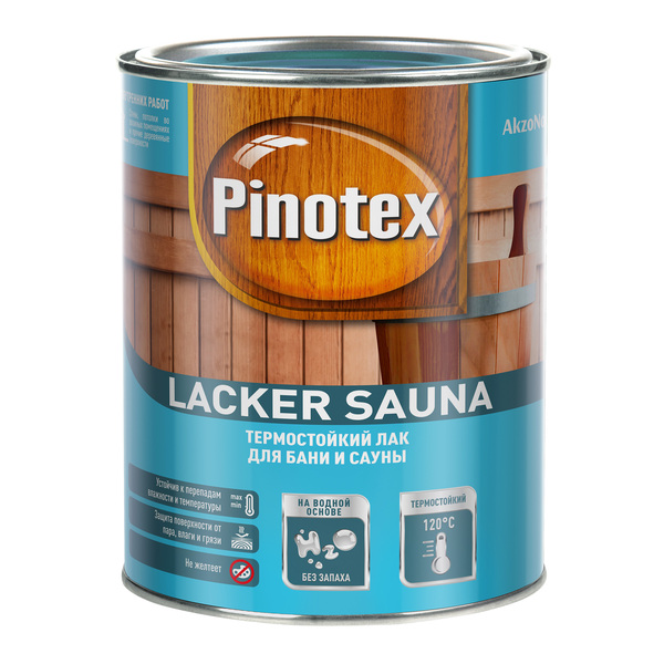 Лак для бань и саун на водной основе Pinotex Lacker Sauna 20 полуматовый 2,7л