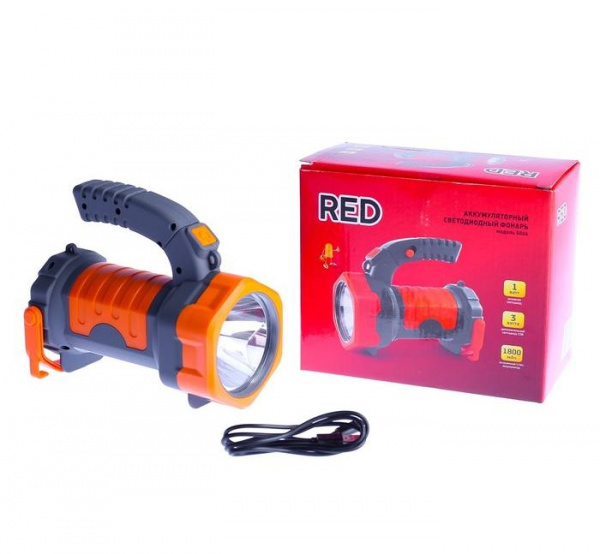 Фонарь RED 5066 прожектор 1W+кемпинг СОВ3W, Li-lon 1800mAh,встр.ЗУ micro-USB