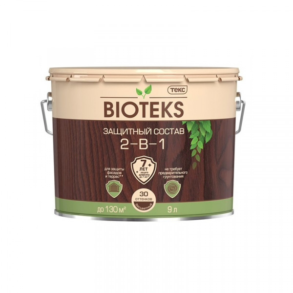 Биотекс защитный состав 2-в-1 9л сосна 