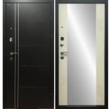 Двери металлические 2050х960х102 ДК ТЕПЛОЛЮКС Зеркало (правая) сталь1,5мм, МДФ беленый дуб, 2замка 