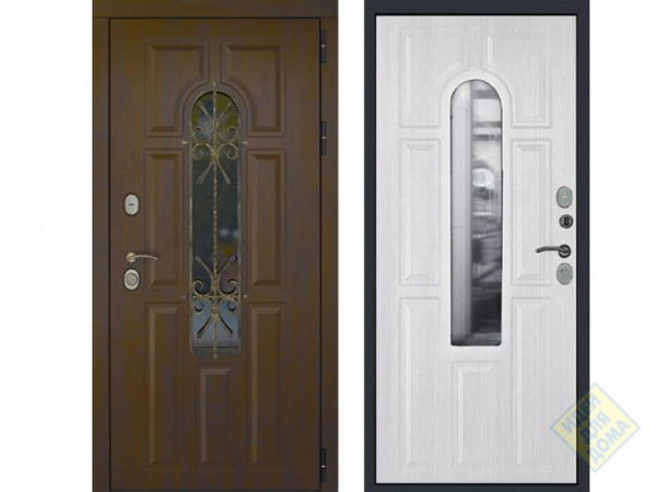 Двери металлические 2050х960х102 ДК ЛИОН (левая) темн.орех/темный орех,2 замка,сталь1,5мм.,базаль