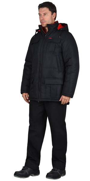 Куртка "Сириус-Кайман" зимняя черная, подкладка флис