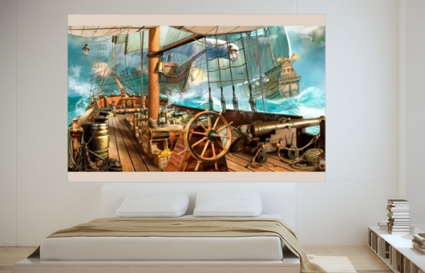 3D Фотообои "На борту пиратского корабля" на флиз.осн. (300см*240см) (Песок)