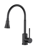 Смеситель для кухни KF 36B (Черный)  VODA гибкий излив в силиконовой оплетке