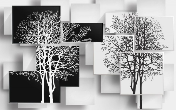 3D Фотообои "Деревья в стиле модерн" на флиз.осн. (300см*240см) (Песок)