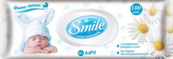 Салфетки влажные SMILE Baby 100шт клапан