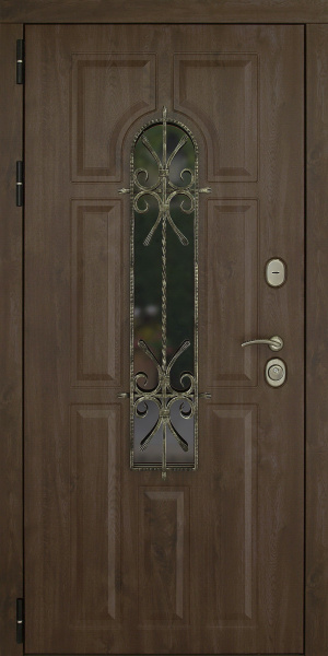 Двери металлические 2050х960х102 ДК ЛИОН (правая) орех/белый альберо,2 замка,сталь1,5мм.,базаль