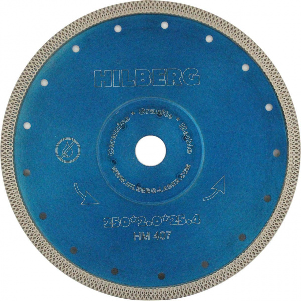 Диск алмазный отрезной 250*25,4/22,23 Hilberg Турбо ультратонкий х- тип HM407