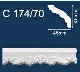 Плинтус потолочный инжекционный резной С174/70 размер 45х45х2000 мм (45) 
