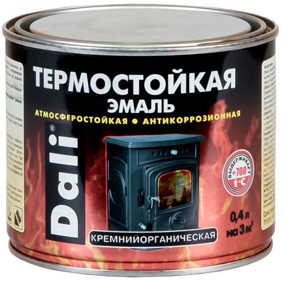 Эмаль термостойкая DALI 0,4л черная/12