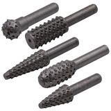 Шарошки стальные по дереву набор 5 шт, 30х12, 27х12, 12х12, 25х12, 25х12