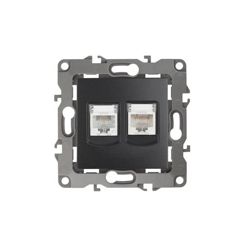 Розетка информационная двойная 2XRJ45, IP20, Эра12, антрацит