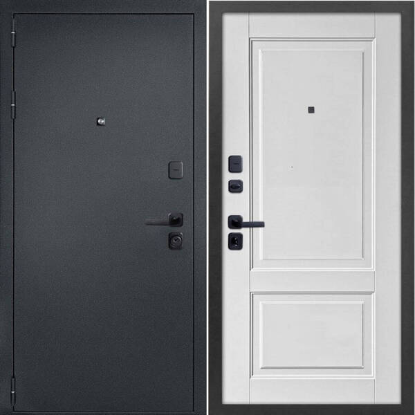 Двери металлические 2050х960х90 ДК БРЕСТ (левая) сталь1,2мм, 2замка, сереб.ант, МДФ 10мм. цвет белый