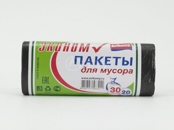 Мешки мусорные ЭКОНОМ 30л/20шт черные