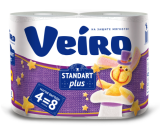 Бумага туалетная L.VEIRO Standart Plus двухслойная, 4 рулона