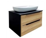 Тумба без умывальника RUNO Мальта 70 подвесная/дуб/черный