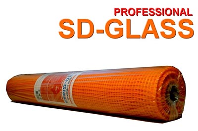 Сетка стеклотканевая "штукатурная" SD-GLASS Professional, ячейка 5х5, 65гр/м.кв., 1м х 20м.