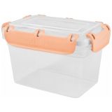 Контейнер для продуктов Plast Team HELSINKI с защёлками 0,5 л квадратный персиковая карамель