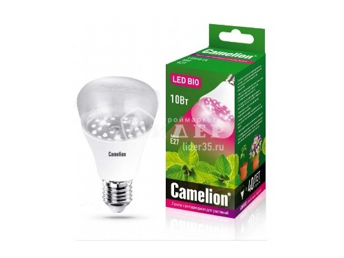 Лампа св/д для растений Е27 10W (120гр) прозрачная 107х60 Camelion