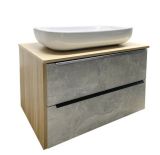 Тумба без умывальника RUNO Мальта 70 подвесная/дуб/серый