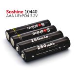 Батарея Soshine 10440 /AAA - 3.2 V - 280 mAh LiFePO4 перезаряжаемая (1 шт.) 10440 аккумулятор lifepo