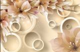3D Фотообои «Волшебные цветы на бежевом фоне» Песок (500, 240) GM-072 