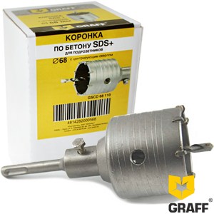 Коронка по бетону 68 мм  SDS-plus  GRAFF с центральным сверлом 110мм