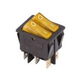 Выключатель клавишный 250В 15А (6с) ON-OFF желт. с подсветкой двойной(RWB-511 SC-797) Rexant 36-2413