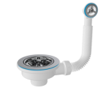 Выпуск для сифона 3 1/2" с круглым переливом, латунный  винт 45 мм ,для керам. мойки E103-8