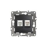 Розетка информационная двойная 2XRJ45, IP20, Эра12, антрацит