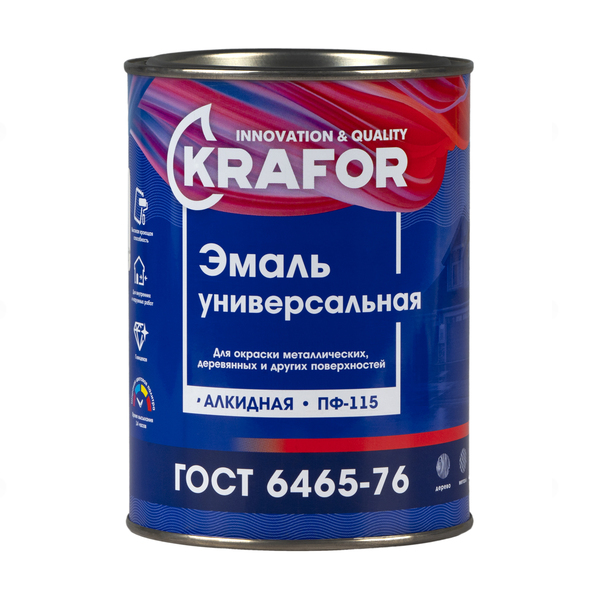 Эмаль ПФ-115 Krafor 0,8кг зеленое яблоко/6
