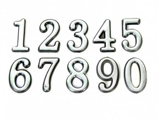 Цифра дверная пластик клеевая основа (хром) в ассортименте