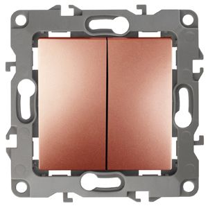 Выключатель двойной, 10АХ-250В, IP20, Эра12, медь
